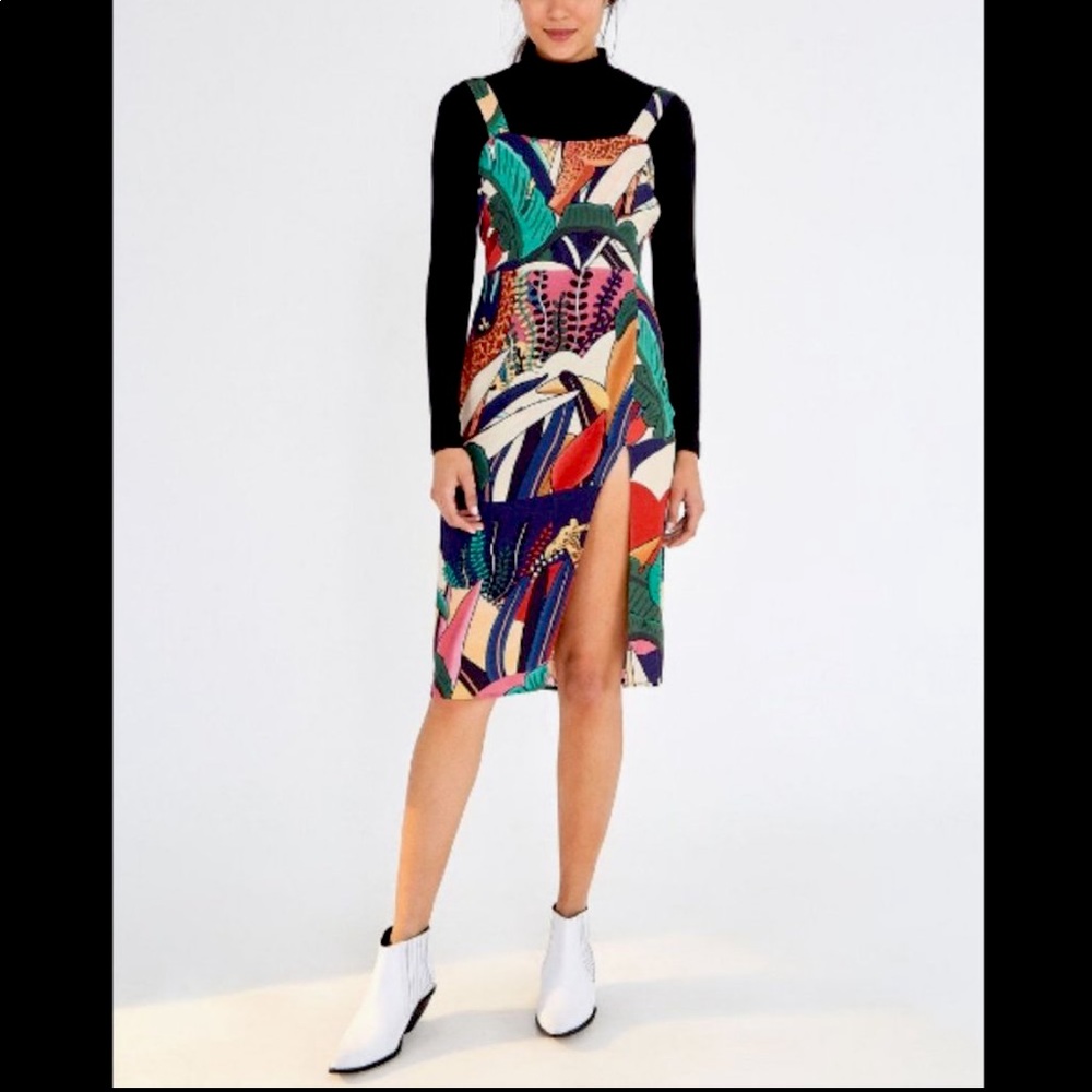 Farm Rio Rainbow Fauna midi slip dress